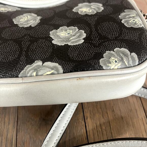 Coach Signature Rose Print Double Zip Crossbody Wristlet Bag Charcoal Sky 31855 - Picture 10 of 16